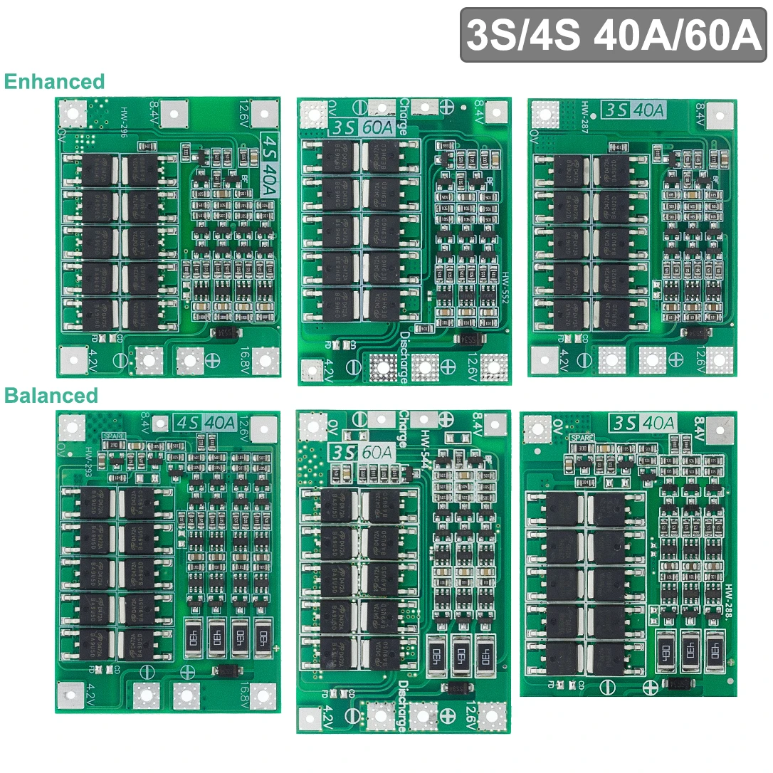 3S/4S 40A/60A 18650 BMS Li-Ion Lithium Batterie Ladegerät Schutz Bord Für Bohrmotor Verbessern/ausgeglichen YANXD