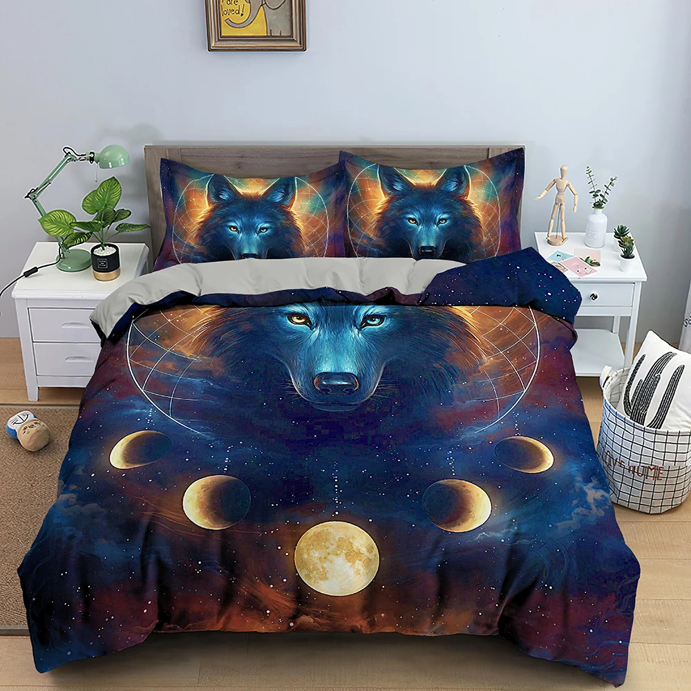 

Moon Wolf Bohemia Cotton Duvet Cover 220x240 Winter Double Bed Set Couple Bed Quilt Covers Comforter Sets King Size Bedding Set