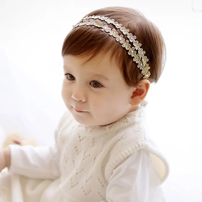 Baby Girls Headband Crystal Flower Toddler Hair Band Elastic Kids Party Headwear Soft Nylon Hairbands Child Hair Accessories