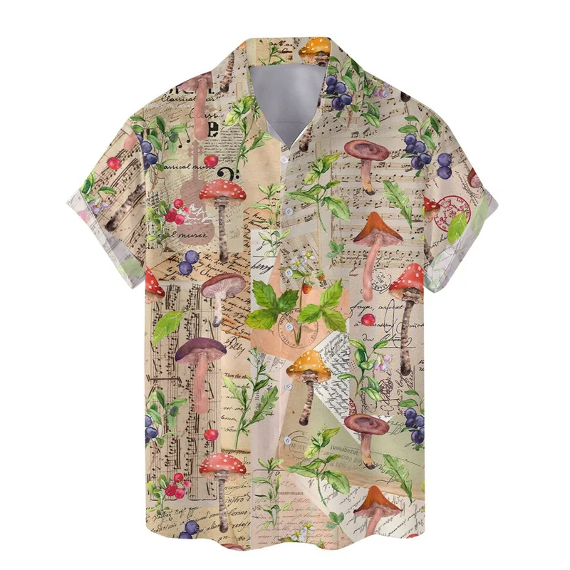 Camisa hawaiana con estampado 3d de setas coloridas para hombre, camisas de vacaciones de verano, solapa con botones, manga corta, ropa de calle y