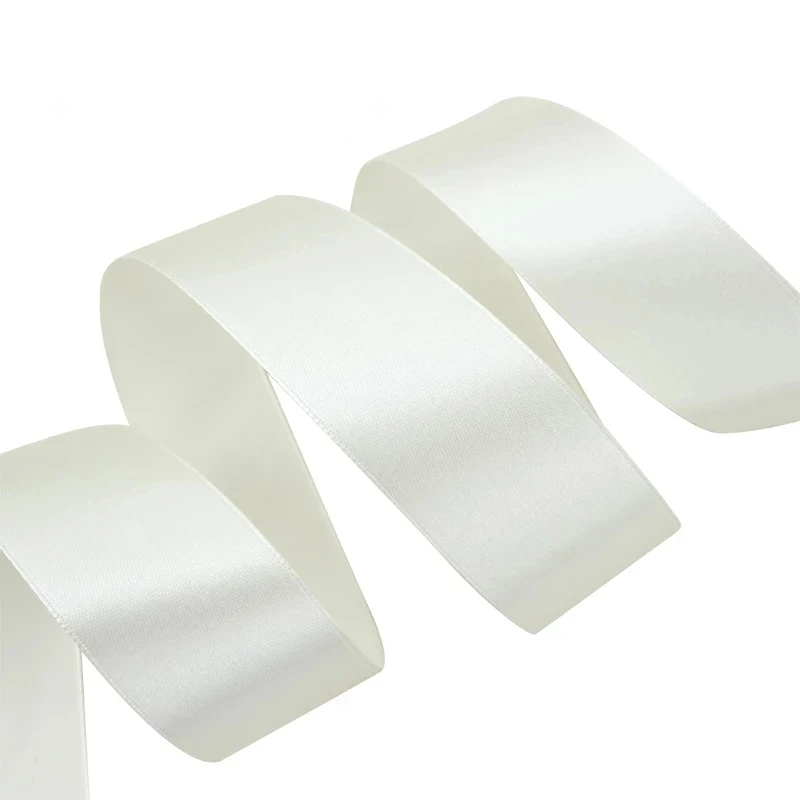 25 Yards/Roll Ivory Single Face Satin Ribbon Wholesale Gift Wrapping Christmas Handmade DIY Ribbons