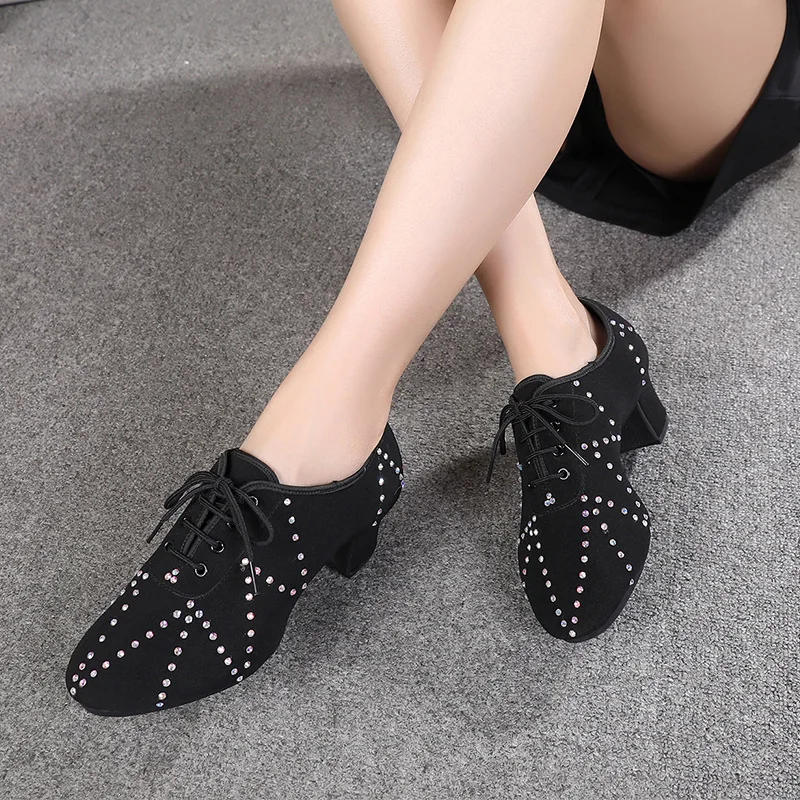 Constellation Cowhide Suede Upper Latin Dance Shoes Modern Dance Shoes Competition Shiny Ballroom Dancing Breathable Sports Shoe