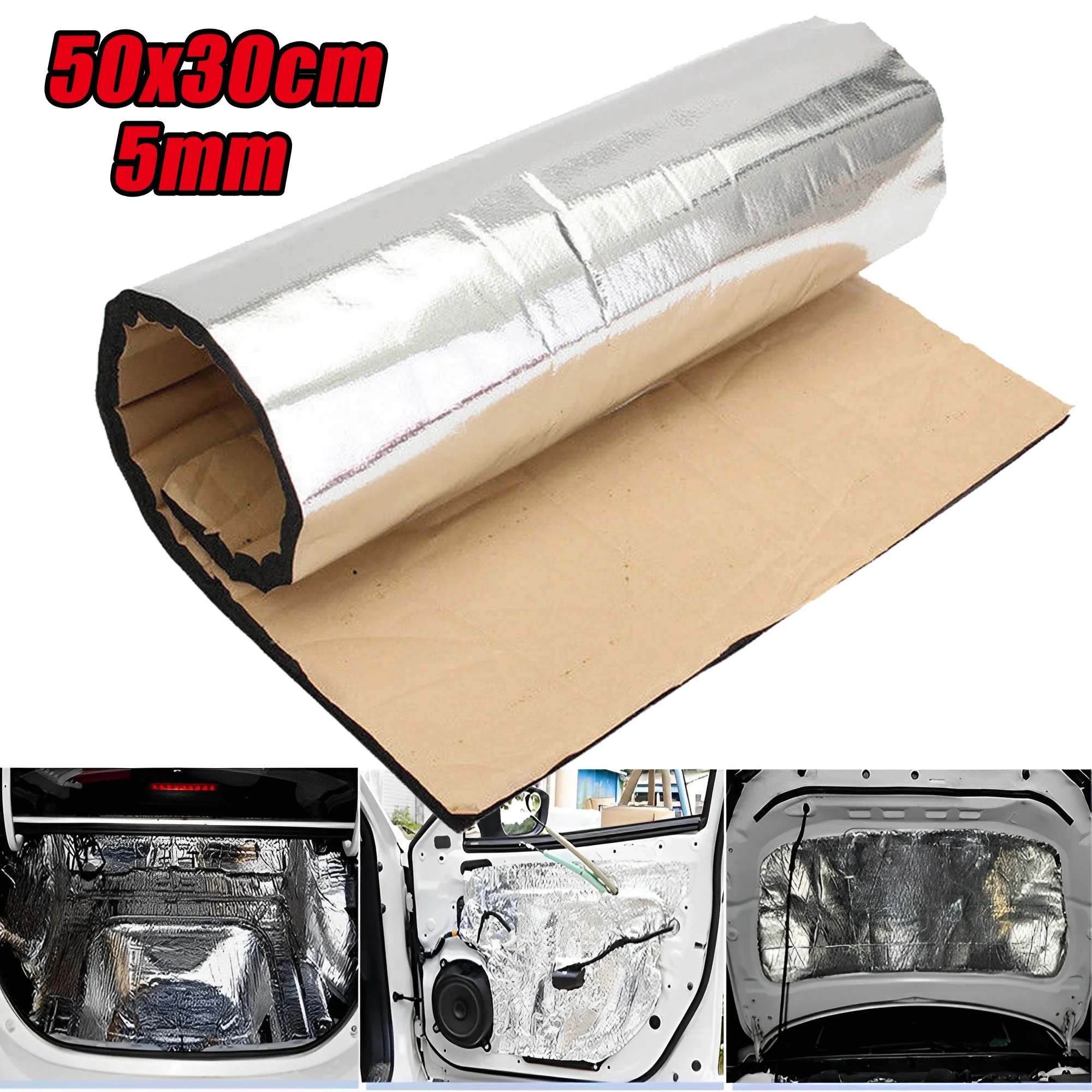 50x30cm Noise Insulatio Heatproof Mat for Car Acoustic Absorption Sound Deadener Foam Deadening Mat Car Hood Insulation Silent