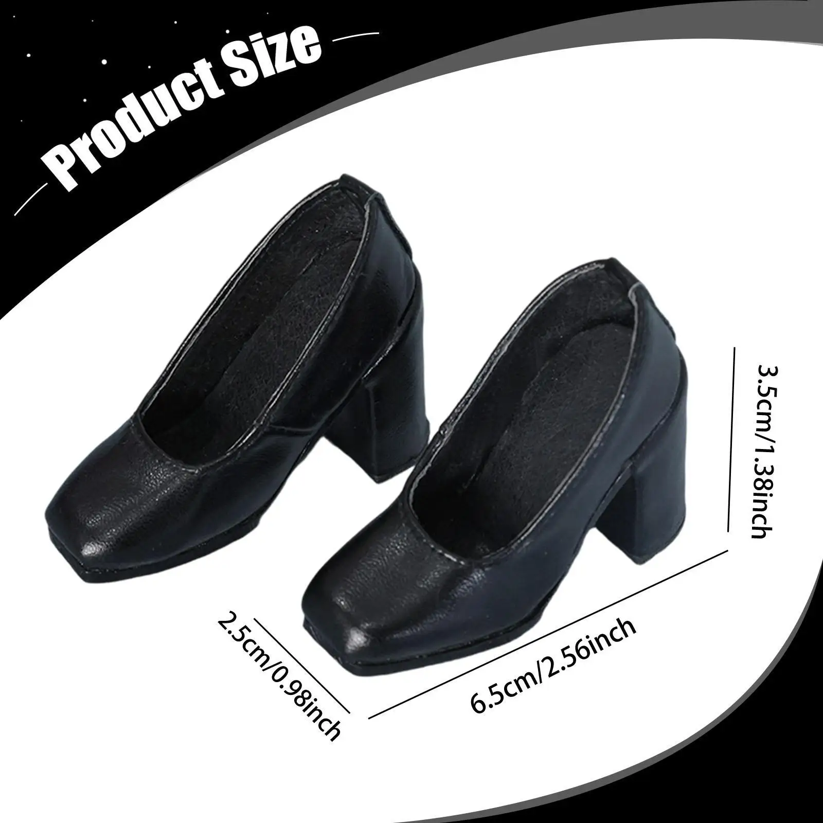 1/3 BJD Doll Shoes Mini High Heeled Shoes Black PU Leather for 24 inch Action Figure Body Miniature Girl High Heels Trendy