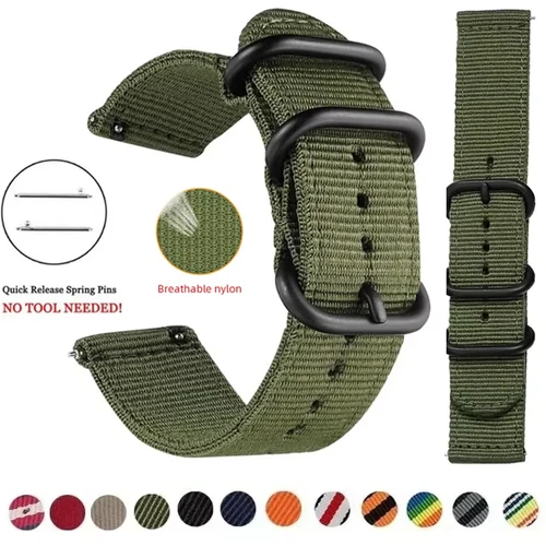 Imagen 1 del producto Correa de nailon de 18, 22, 20 y 24mm para Samsung Galaxy 7, 6, 5, 4, para Amazfit GTR, GTS, Huawei GT2, pulsera deportiva tejida para reloj inteligente