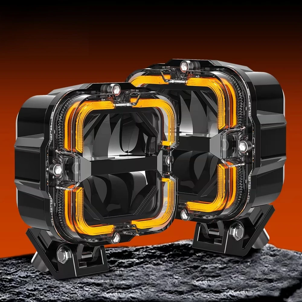 

Emark Approved 4-дюймовый кубический светильник 80 Вт Внедорожные фары дальнего ближнего света с янтарными светодиодными рабочими фарами DRL с черной янтарной крышкой