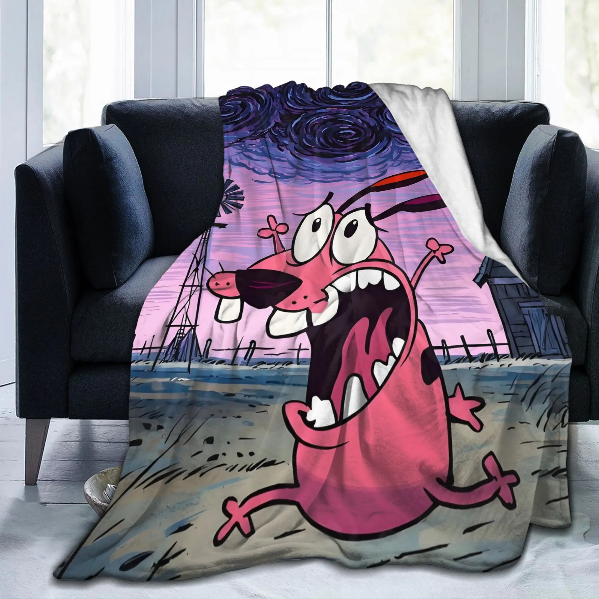 Custom Ultra-Soft Fleece Anime Whirlwind Courage Throw Blanket Warm Flannel Cobarde Blankets for Bed Car Couch Bedspreads
