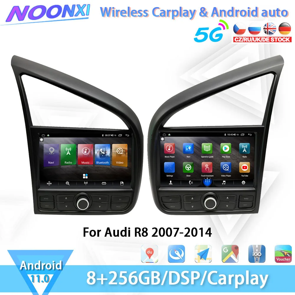 

Автомобильные аксессуары для Audi R8 2007-2014, GPS-навигация, Bluetooth, Видео Радио, 2Din, головное устройство android 256 + G, автомобильный мультимедийный плеер