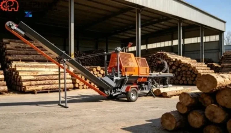 15Ton Wheeled Mobile Firewood Splitter Strong Splitting Power Adapt Various Hard Wood Rural Construction