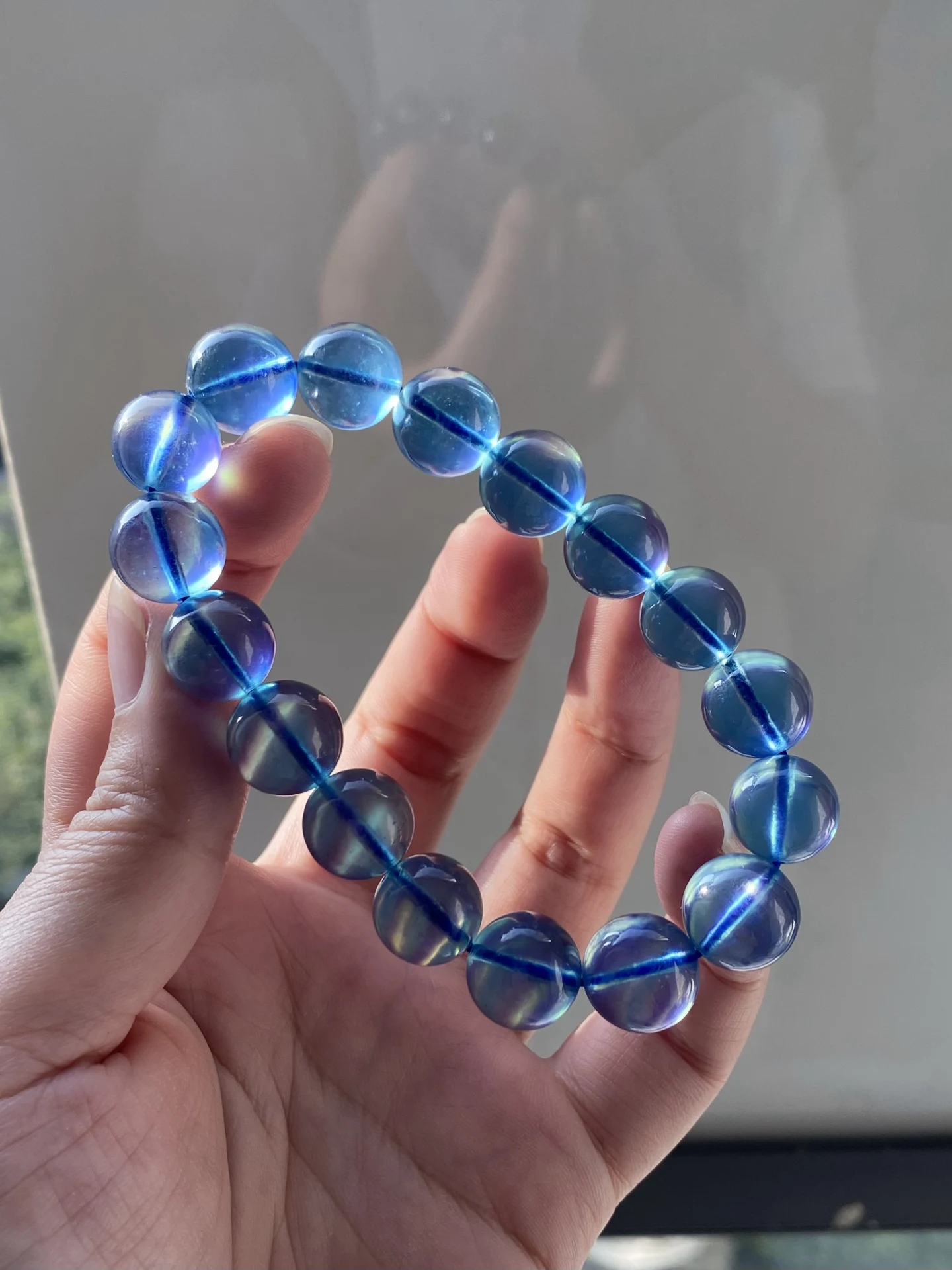 

12mm Natural Ocean Blue Aquamarine Bracelet For Women Lady Men Healing Crystal Round Beads Stretch Stone Strands Jewelry AAAA
