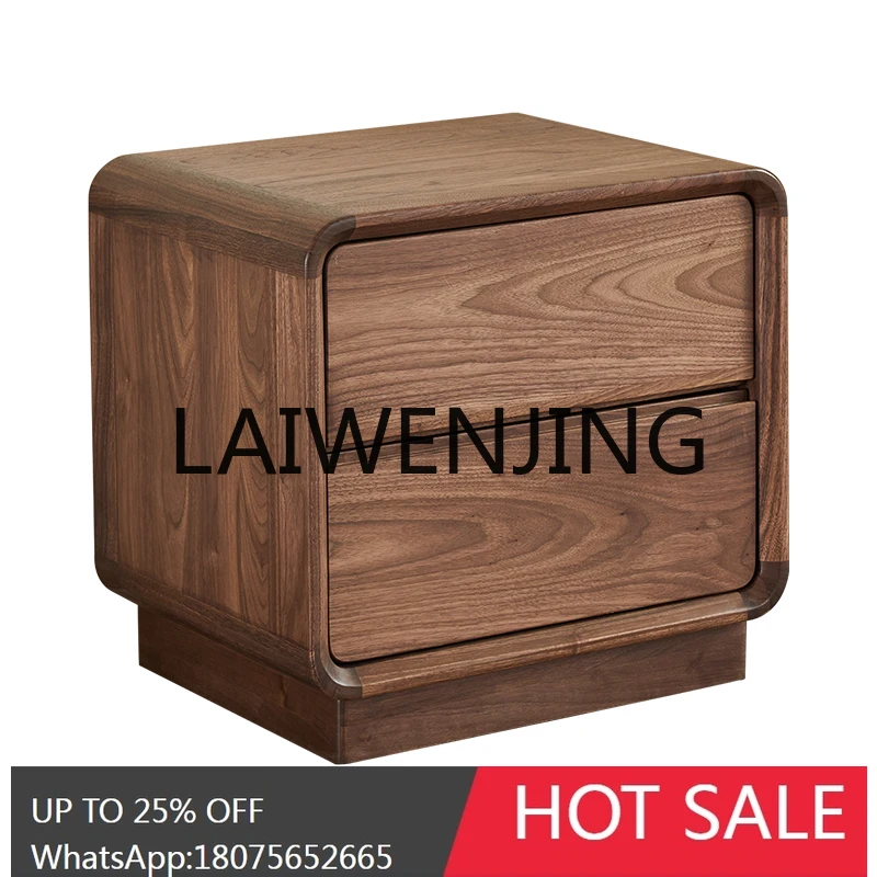 RWJ North America Black Walnut All Solid Wood Italian Bedroom Storage Cabinet Bedside Cabinet
