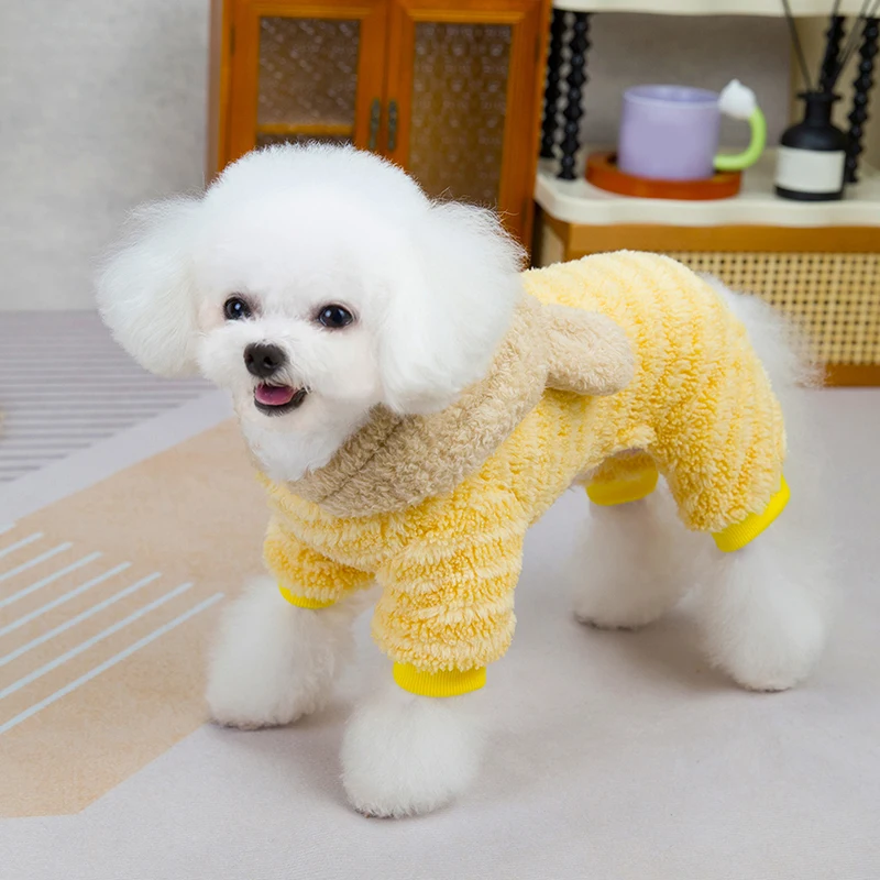 Abbigliamento invernale caldo con cappuccio in velluto di agnello per animali domestici Cappotto comodo per cani Adatto per cani di piccola taglia Abiti per animali Chihuahua Abbigliamento Forniture per animali domestici