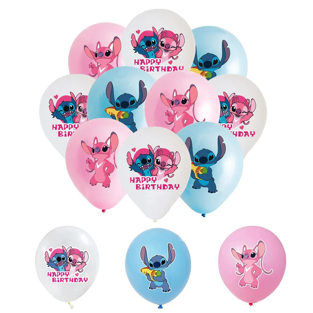 12pcs/Disney Lilo&Stitch Latex Balloon Set Children Cartoon Birthday Party Decoration Baby Shower Kid Happy Toys Supplies Gifts