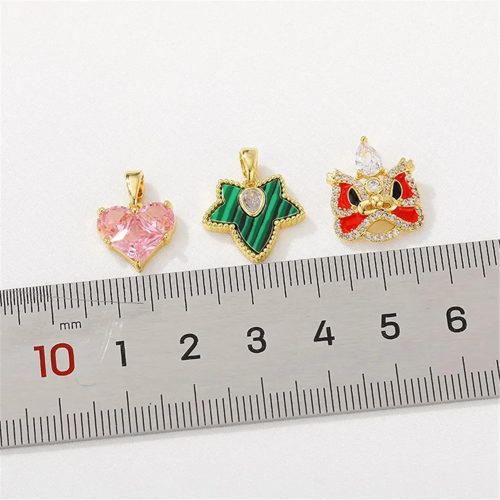 

18K Gold Color Zircon Maple Leaf Swan Pendant Handmade DIY String Bracelet Necklace Jewelry Material Pendant L444