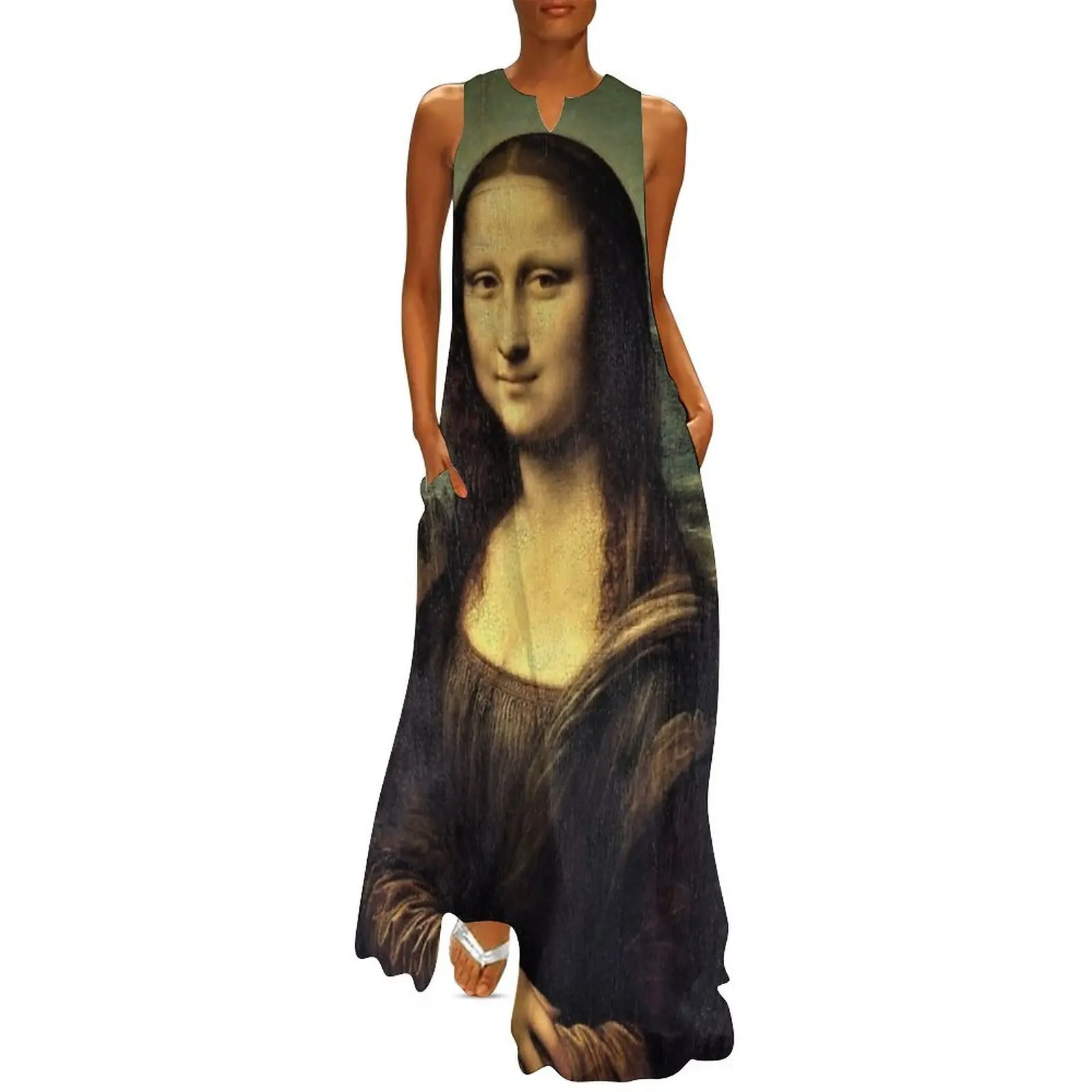 

Classic Mona Lisa Painting By Leonardo Da Vinci Long Dress evening dresses ladies woman dress