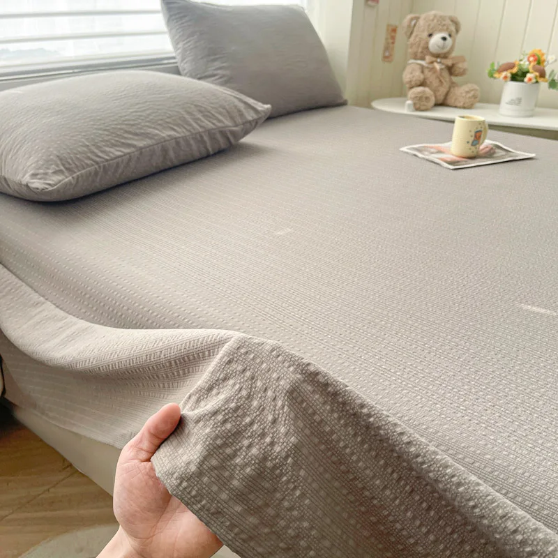Puff Gauze Flat Bed Sheet Solid Color Bed Sheets Single/Queen/King Size Bedsheet Skin-friendly Top Sheets lençol cama casal