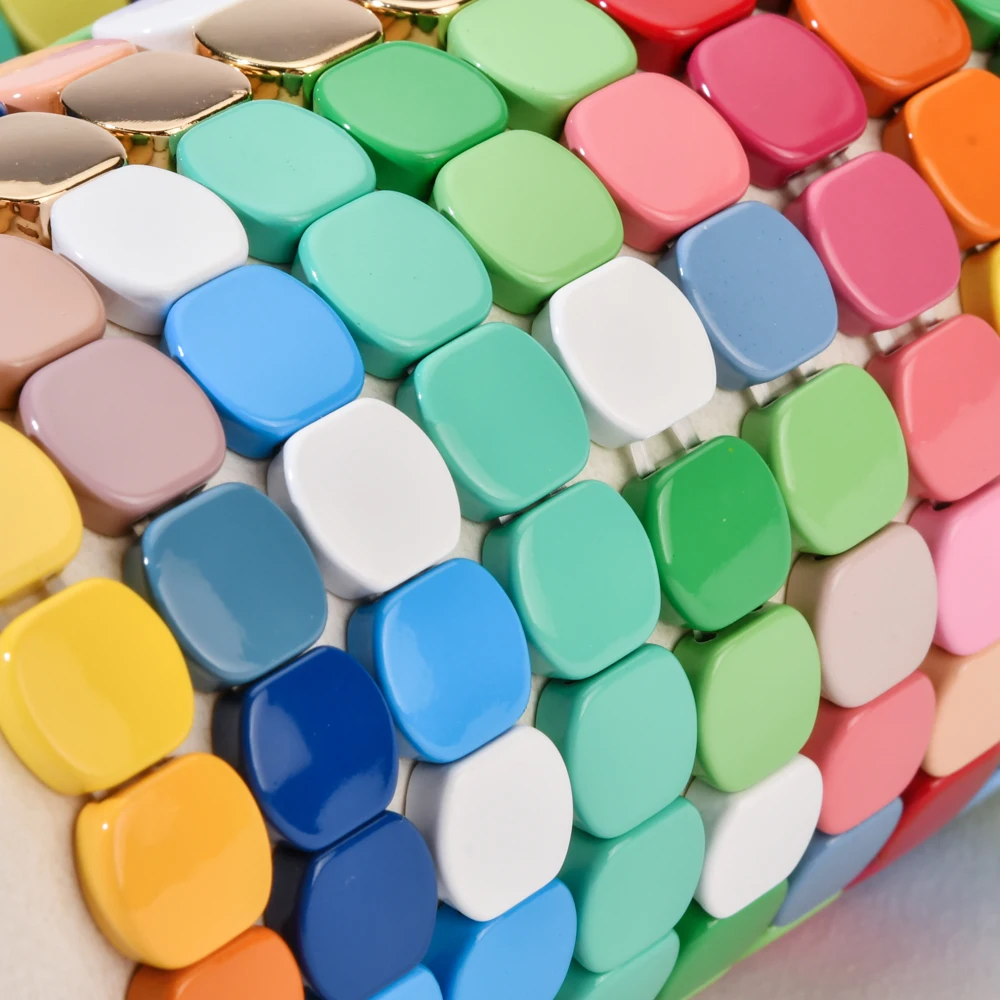 New Handmade Honeycomb Color Beads Bracelets For Women Colorful Beaded Elastic Bangle Gradient Color Boho Accessory