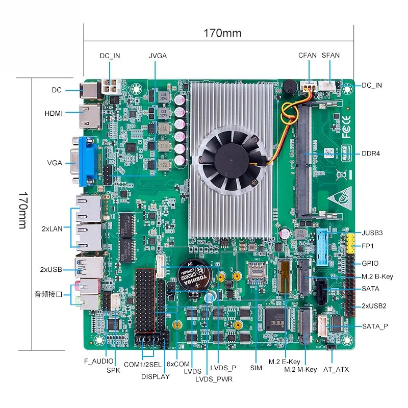 N100 N300 main board Mini ITX dual network port 6 strings, industrial control touch cash register advertising machine