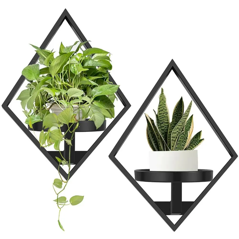 Sturdy Floating Metal Wall Plant Shelves Easy-Mount Rust-Resistant Indoor Window Plant Holders Metal Space Savingn