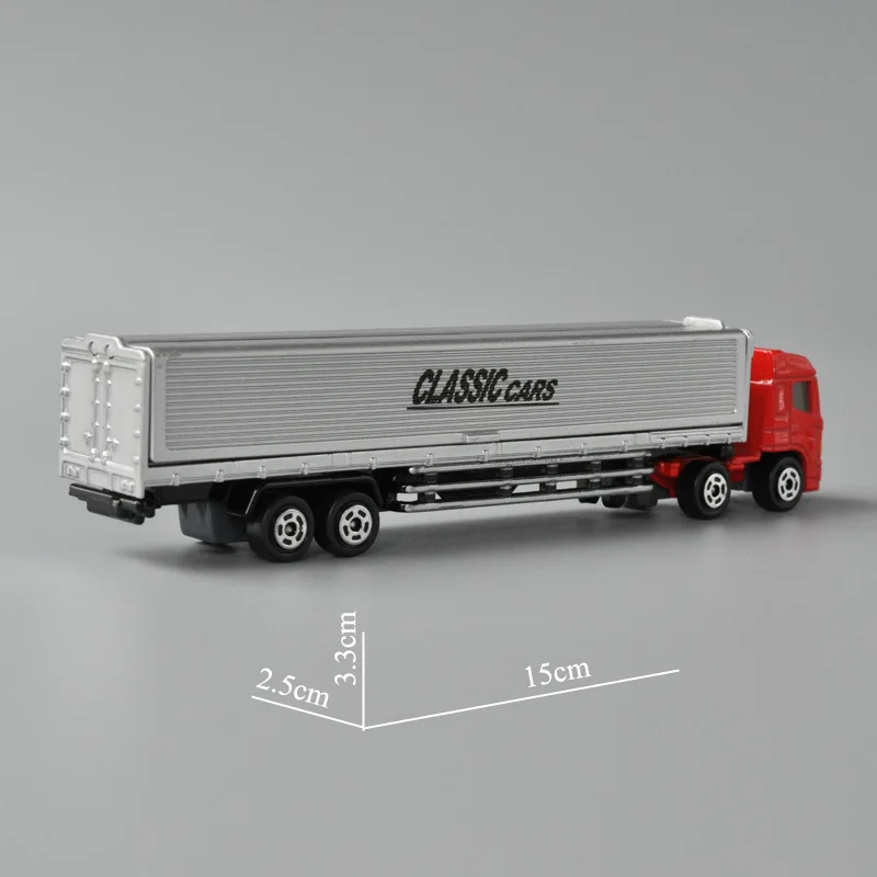 1:100 Scale Diecast Metal Model Truck Toy Tractor & Semi-Trailer Container Free Wheeling Miniature Replica