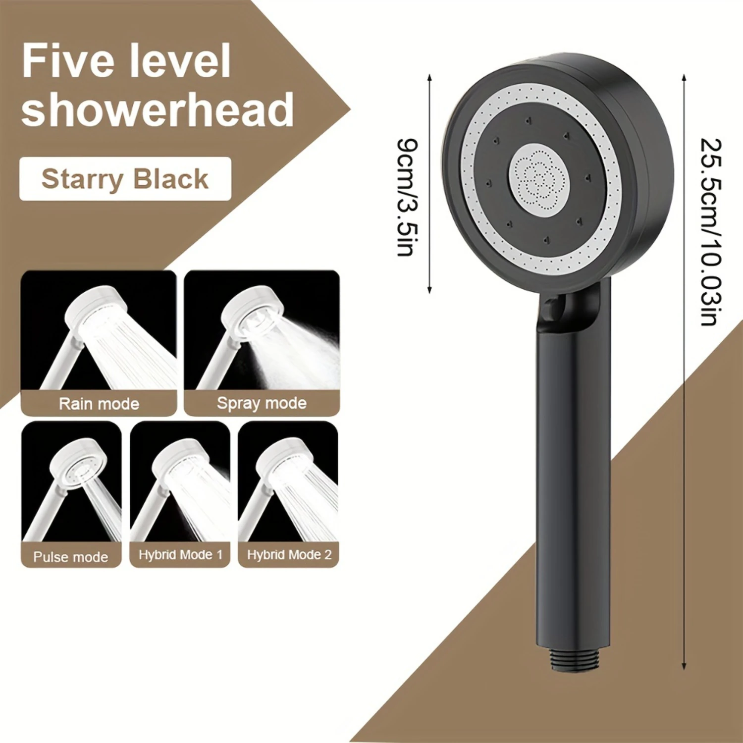 1pc High Pressure Shower Head, 5-Setting Handheld Shower Head, Contemporary Style, For  Bathroom Shower