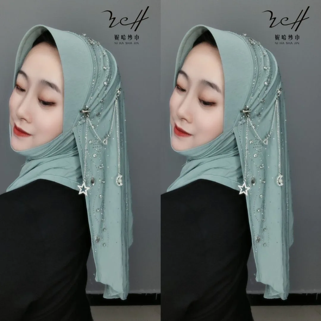 2026 New Wraps Muslim handmade Chains Diamonds Hijabs