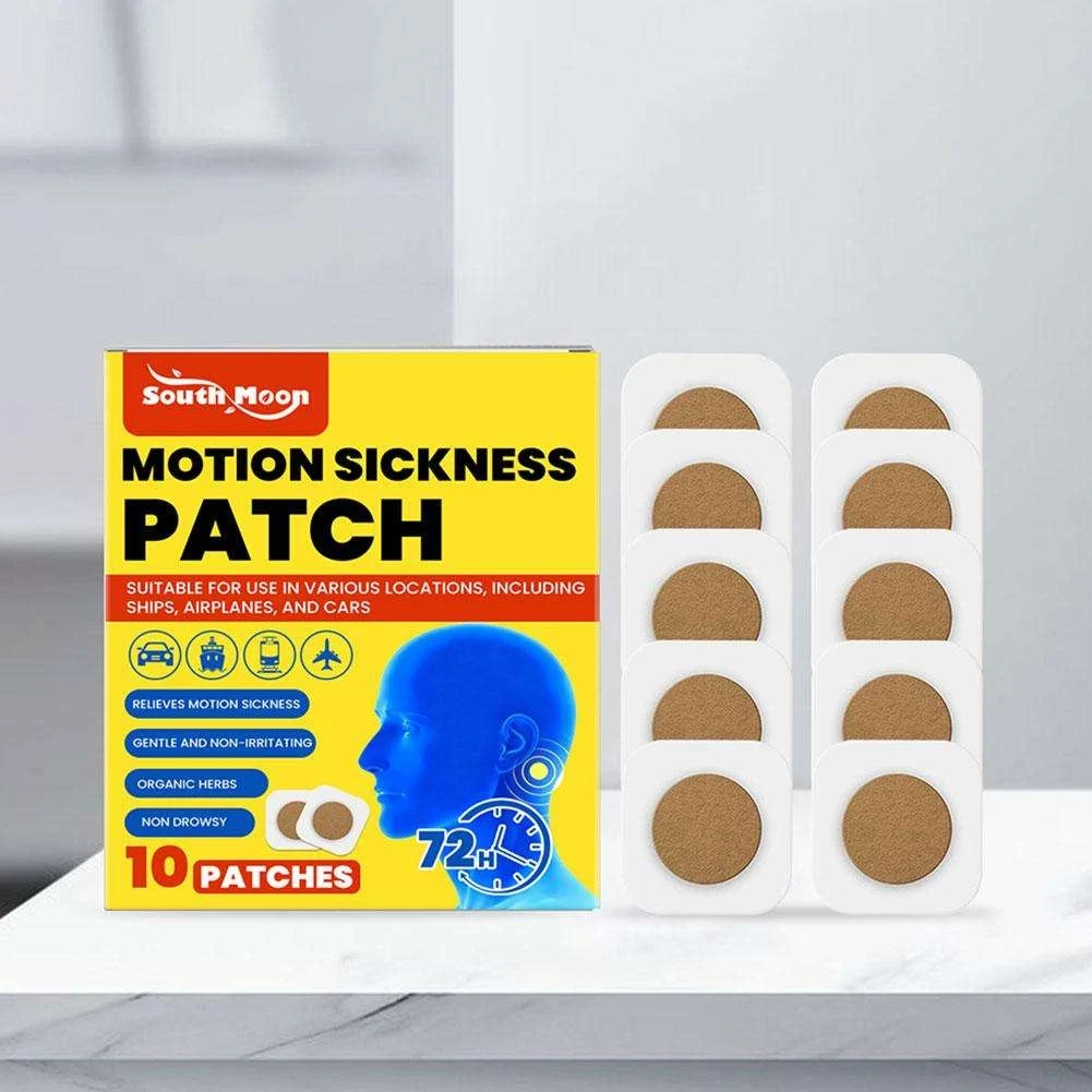 Herbal Motion Sickness Patches Non Drowsy 10pcs 72 Hours Lasting Anti Seasick Stickers For Car Airplane Travel Children Adults