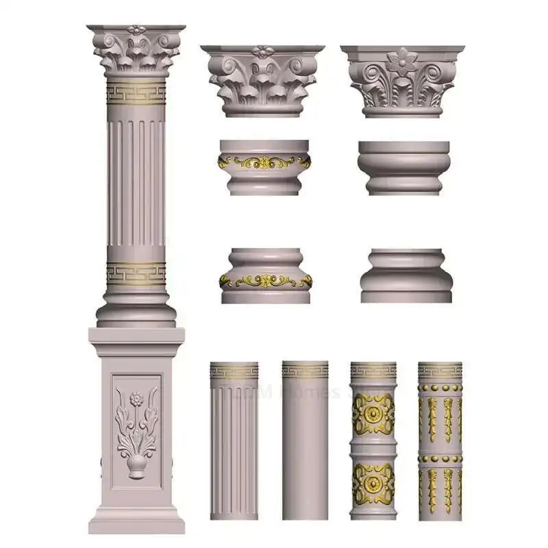 ABS Plastic Multi Pattern Thickened Roman Column Mold European Decorative Villa Gate Garden Cement Column Building cement Mold Z view 4