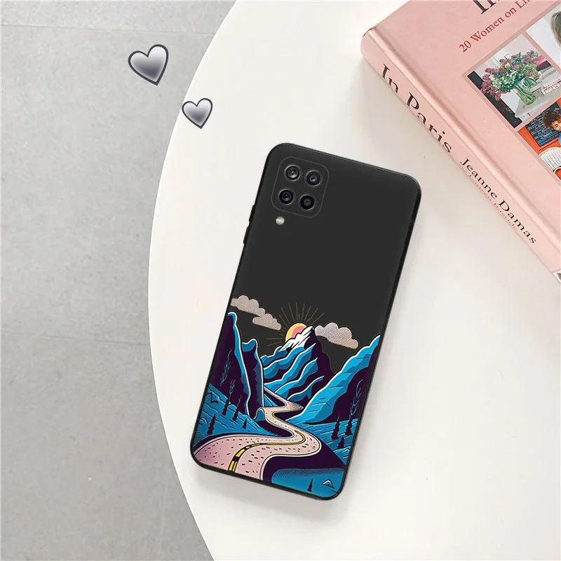 Phone Case for Samsung A40 A51 A52 A53 A54 A71 A72 A73 A74 A41 A42 A31 A32 A33 Snow Mountain Volcano dune Black Silicone Cover