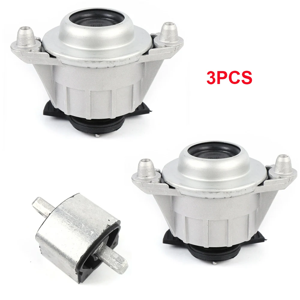 3PCS Front Left & Right Engine + Transmission Mount Set High-Quality Engine Motor Mount Fits For Mercedes-Benz C300 C350 E350