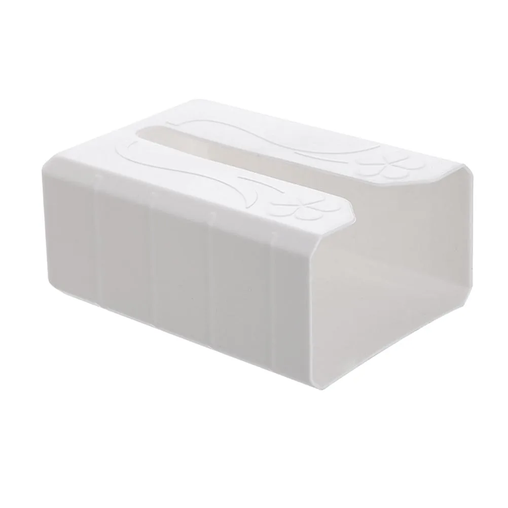 

Wall Mounted Tissue Holder Paper Towel Box No Punching Adhesive White Kitchen Use Plastic Stylish Home Decor Bathroom