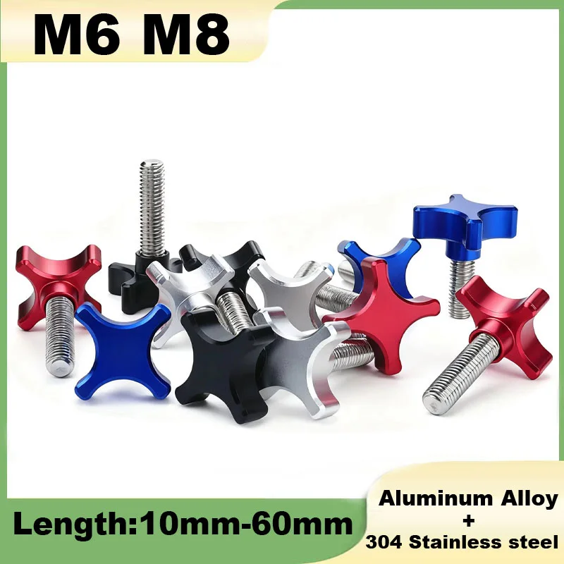 1Pcs Thumb Screw M6 M8 304 Stainless Steel Thread Aluminum Alloy Star Plum Bakelite Hand Tighten Knob Tightening Bolts