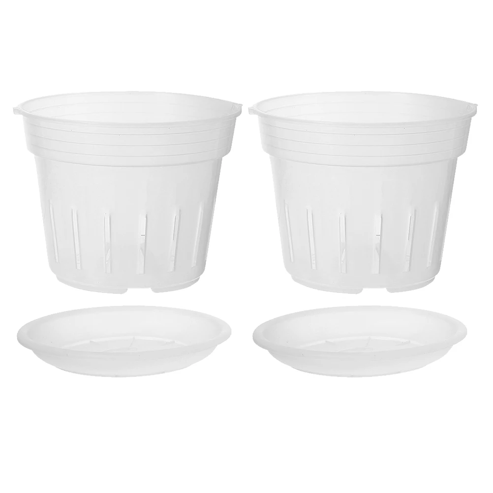 

2Pcs Clear Phalaenopsis Orchid Pots Indoor Plastic Planters Sturdy Construction Root Health Monitoring Decorative Containers