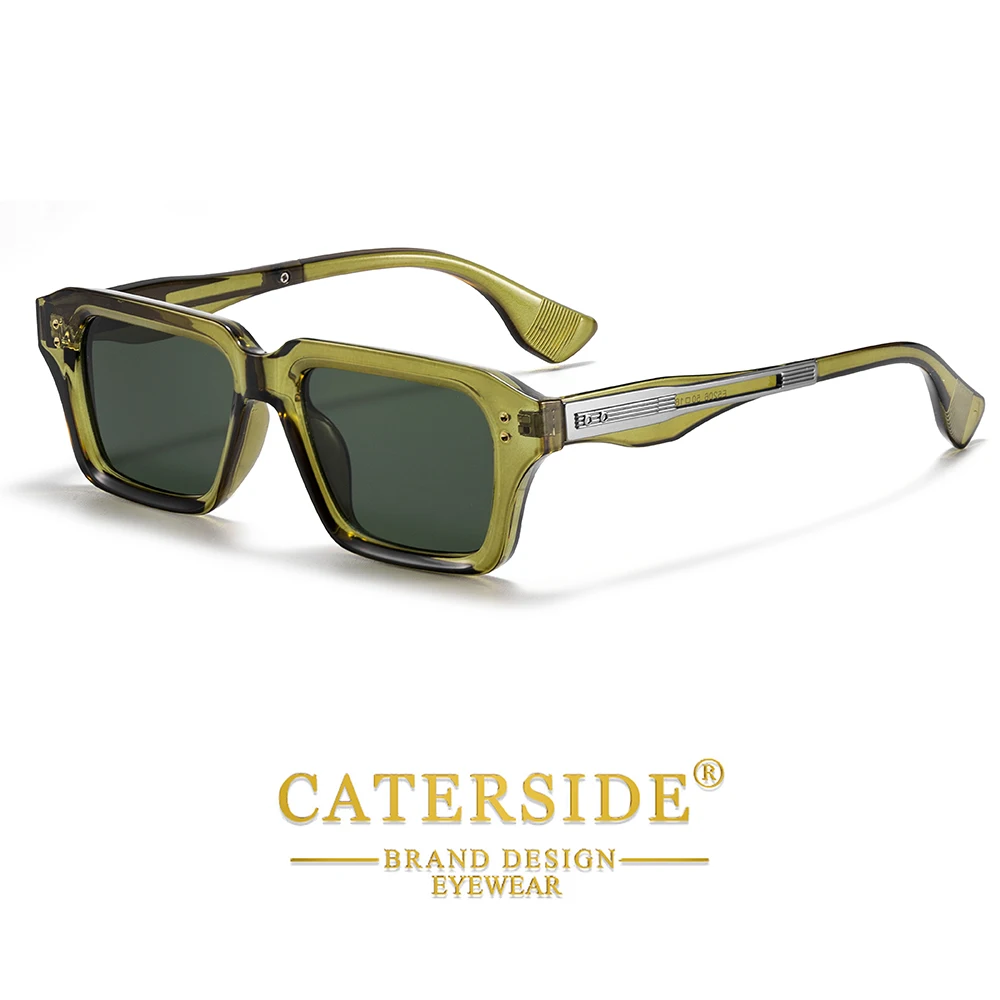 CATERSIDE Retro Quadratische Metall-Sonnenbrille für Männer, Modische Damen-Sonnenbrille, Outdoor-Reise-Fahrbrille, Dekorative Brille, UV400 – Detail 15