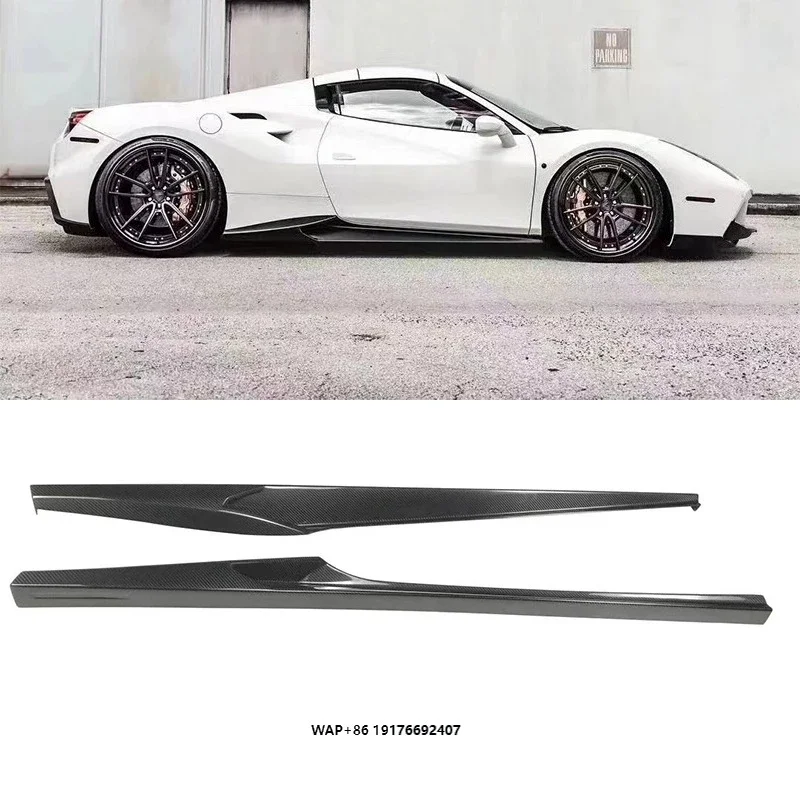 High Quality Dry Carbon Fiber Side Skirt forFerrari 488 Dry Carbon Fiber Side Extention Perfect Fitment