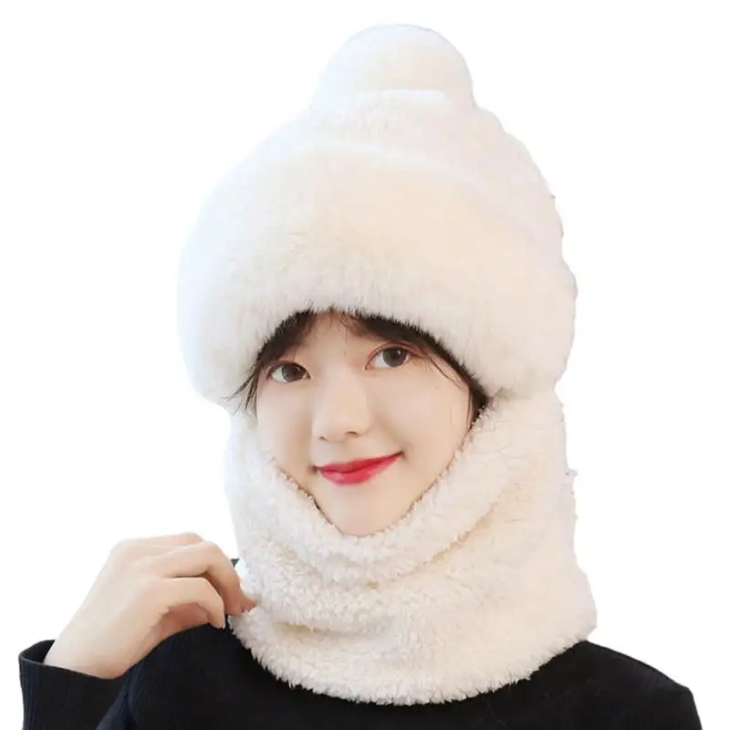 Women Wool Knitted Hat Windproof Winter Outdoor Along With Scarf And Beanie Hat Which Keeps Face Warm Throughout Cold Weather