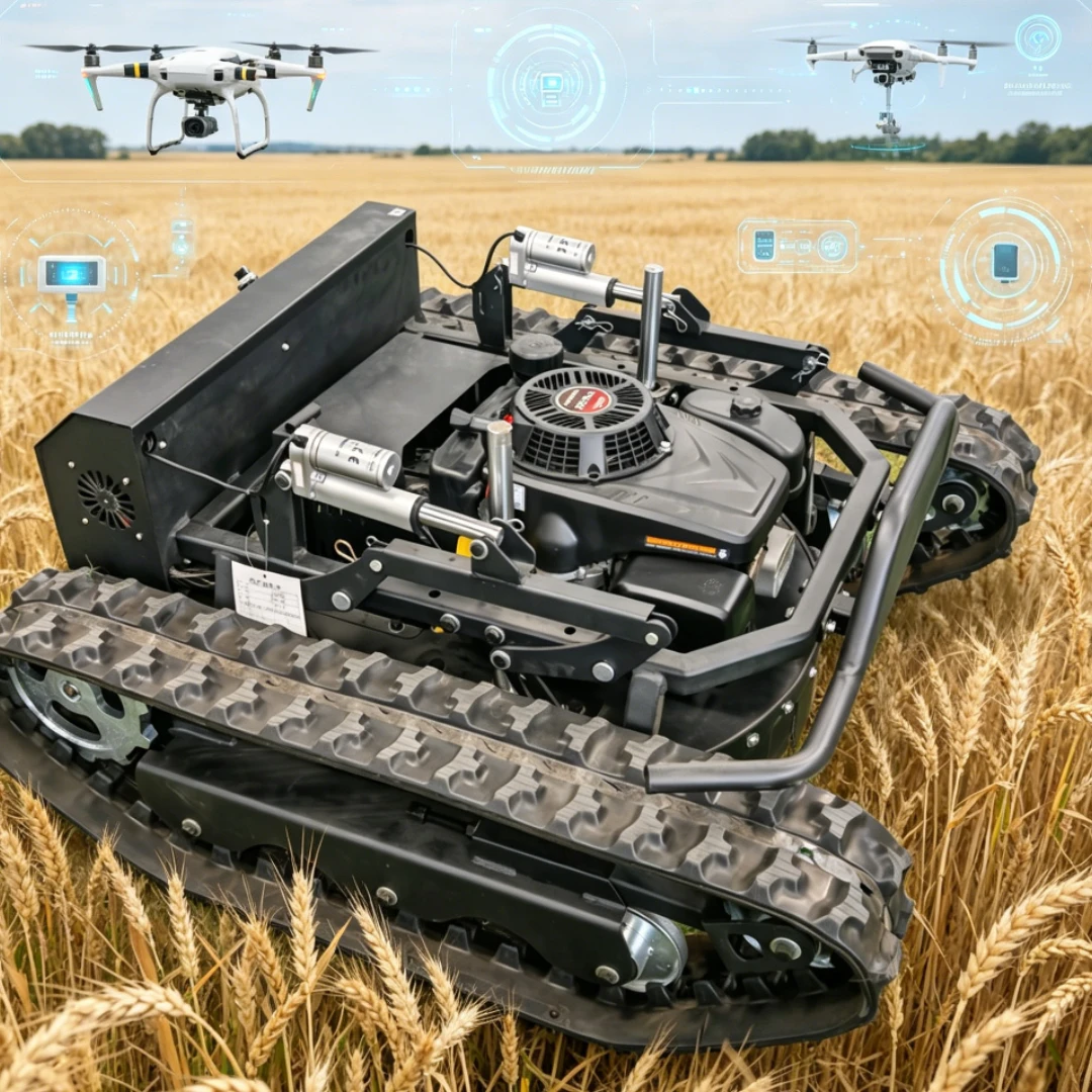 Customized remote control lawn mower tank model remote control lawn mower cutting width 1200mm customer service online