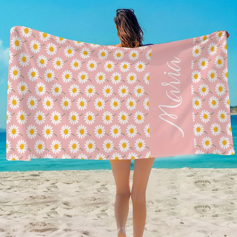 Personalized Striped Beach Towel Custom Name/Logo Oversized Microfiber Towel Summer Party Gift for Beach Swimming Bath Sports