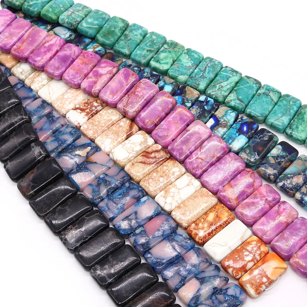 

1 Strand 10x20mm Rectangle Natural Multicolor Emperor Stone Loose Bead Beaded Hand Row accessories for DIY Bracelet Jewelry