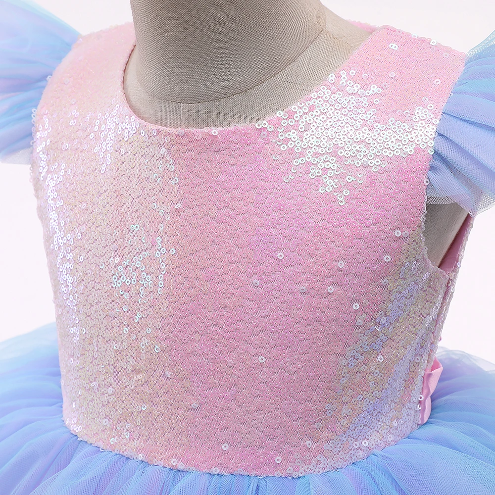 Girls Unicorn Rainbow Brithday Party Sequin Tutu Dress Kids Princess Weddling Evening Dresses New Children Cosplay Unicorn Dress