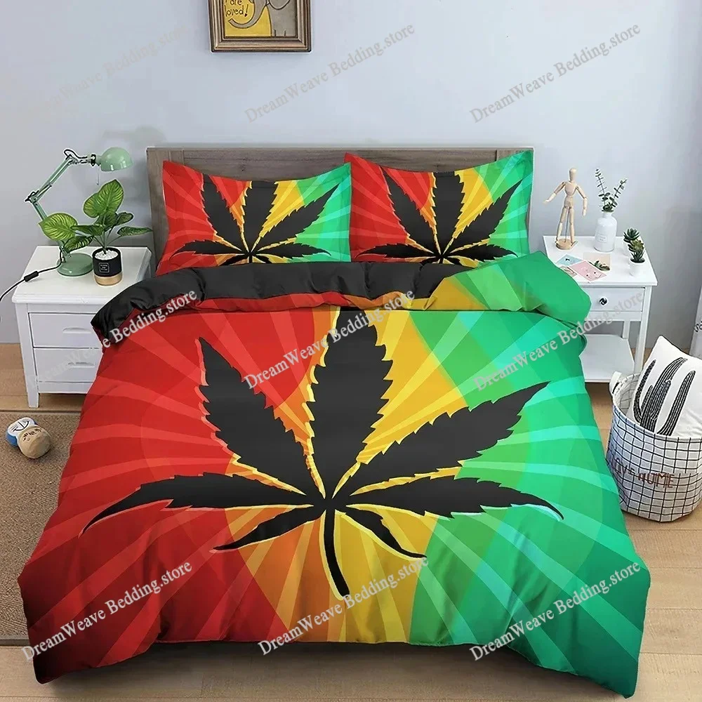 

Maple Leaf Bedding Set Colorful Leaves Duvet Cover 3D Bedroom Comforter Covers with Pillowcase Single King Home Textile