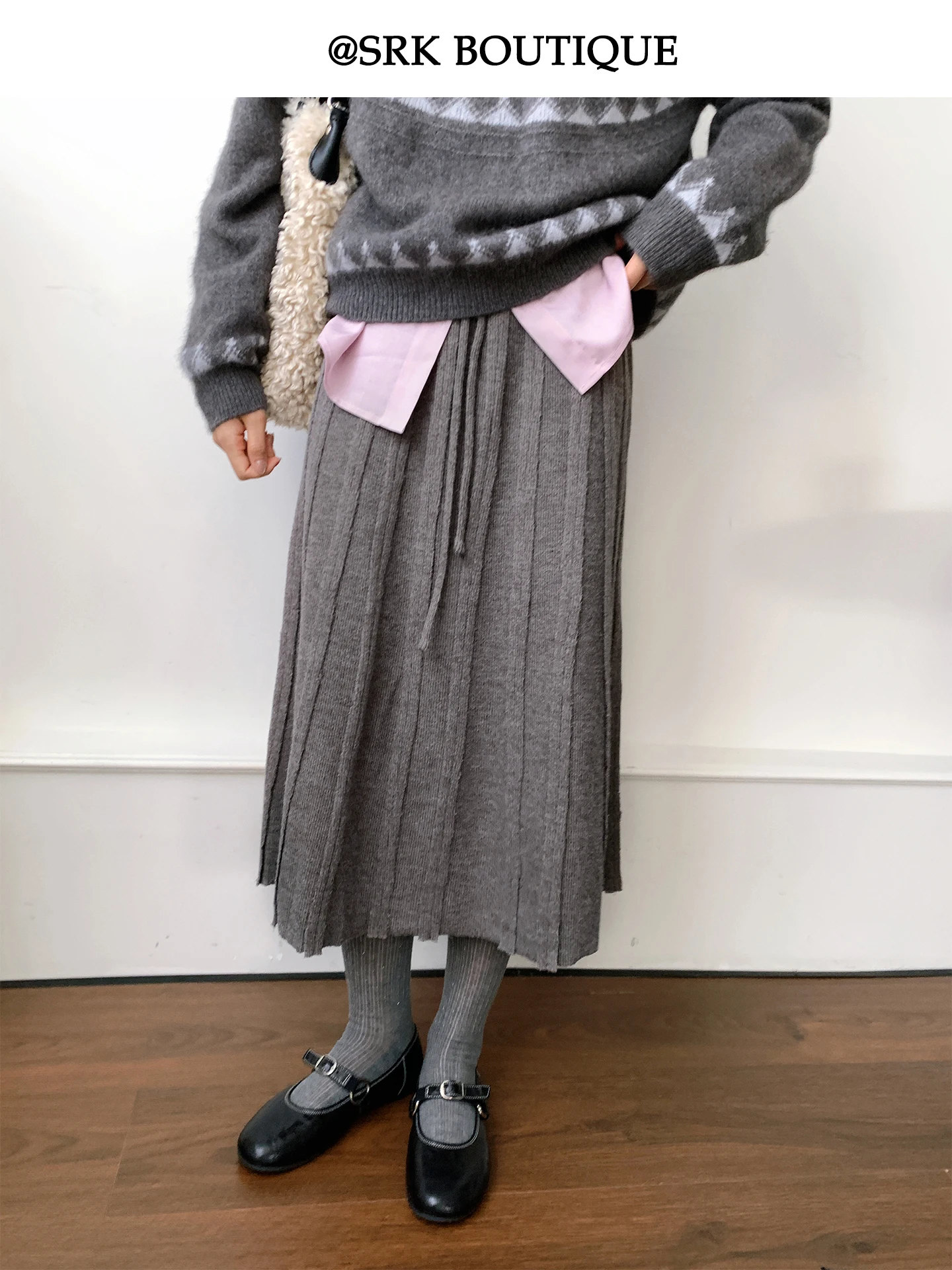 

Модная юбка-миди трапециевидной формы, свободная повседневная простая женская юбка с завязками, универсальная утягивающая женская юбка SRK, повседневная юбка