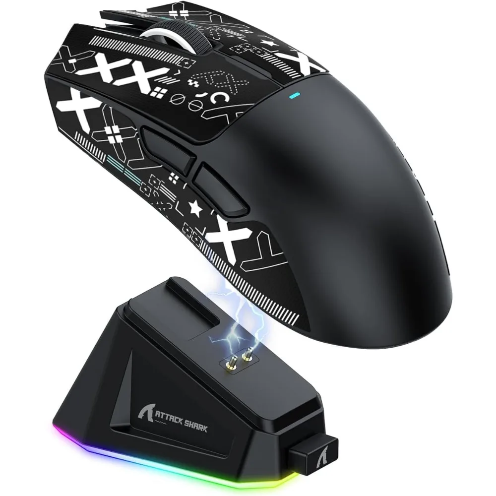 59g Lightweight Wireless Gaming Mouse with RGB Charging Dock, 22000 DPI, 5 Programmable Buttons for PC/Mac
