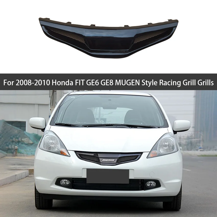 

For Honda 2008 2009 2010 FIT GE6 GE8 MUGEN Style Front Bumper Hood Mesh Grills Front Bumper Grille Racing Grill Body Kit