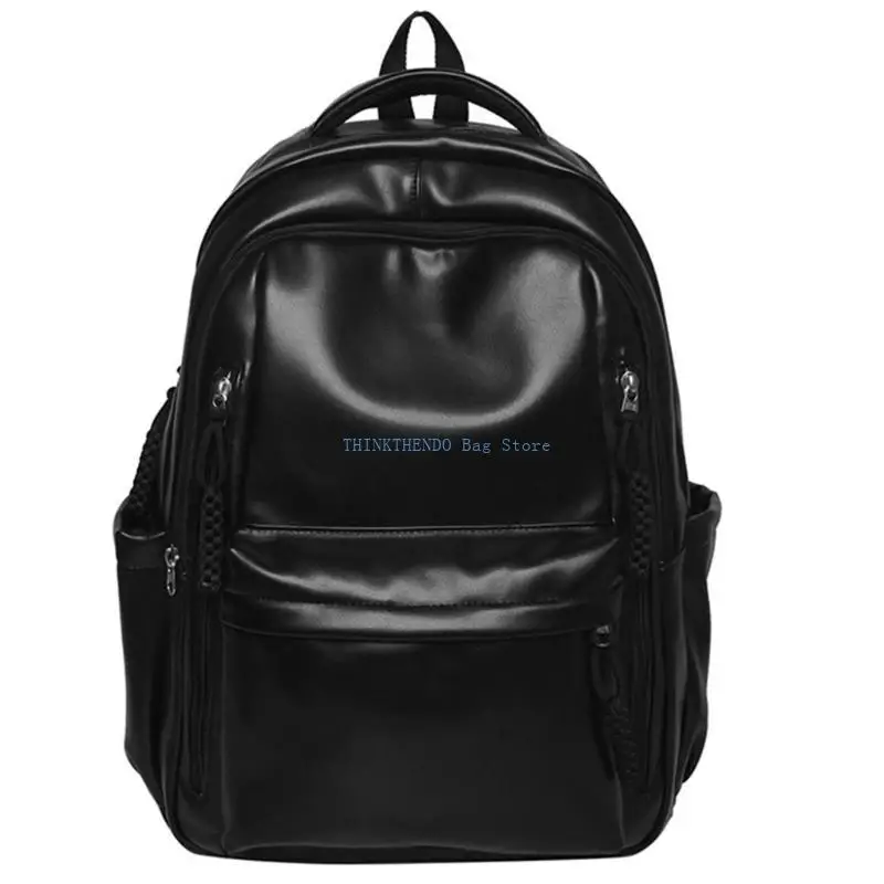 

340D Soft PU Leather Backpack with Large Capacity for College School Books and Laptops Casual Travel Daypack for Women Men