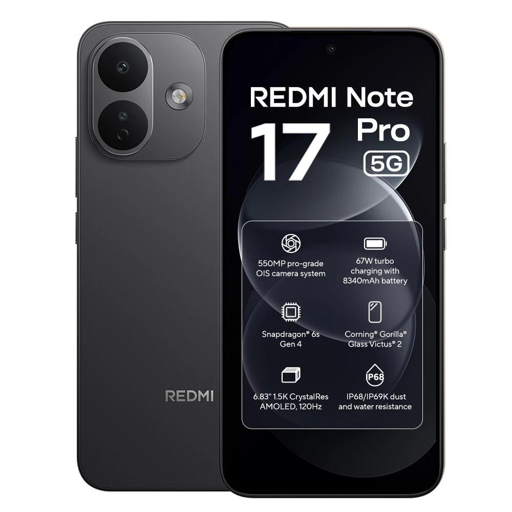 Xiaomi Redmi Note 17 Pro 5G, wereldwijde versie, 6,83 inch 120 Hz AMOLED-scherm, 8340 mAh-batterij, Snapdragon 6s Gen 4, 67W HyperCharge, 50 MP camera met beeldstabilisatie (OIS), IP68 waterdicht,