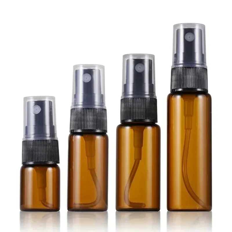 

2PCS 5/10/15/20ml Amber Glass Spray Bottles Empty Mist Spray Perfume Bottle Facial Water Container Cosmetic Packaging