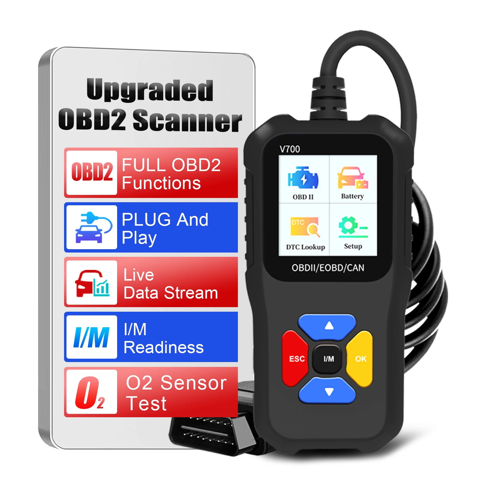 

Снято снят OBD2 Eobd Can Car Code Reader V700 Автоматический сканер 12 В Диагностический инструмент для автомобилей 1996+