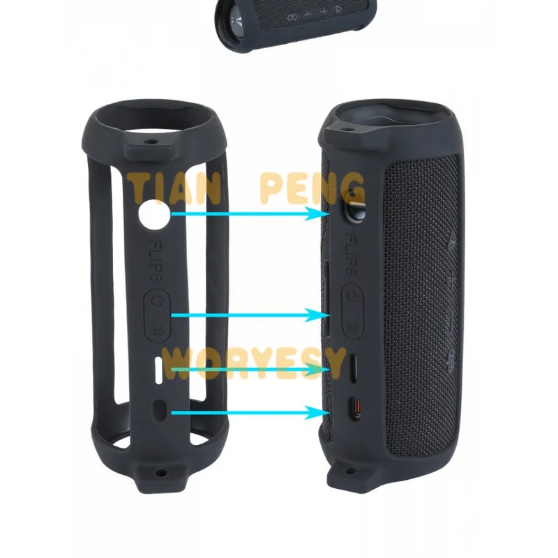 WYORESY premium shockproof protective case for JBL Flip6 speaker buffers drop impact and prevents device damage
