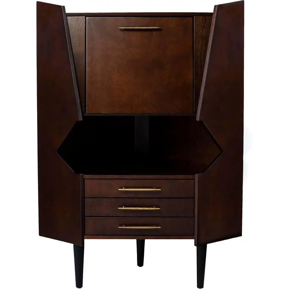 

Brown Larson Storage Cabinet with Bar Feature